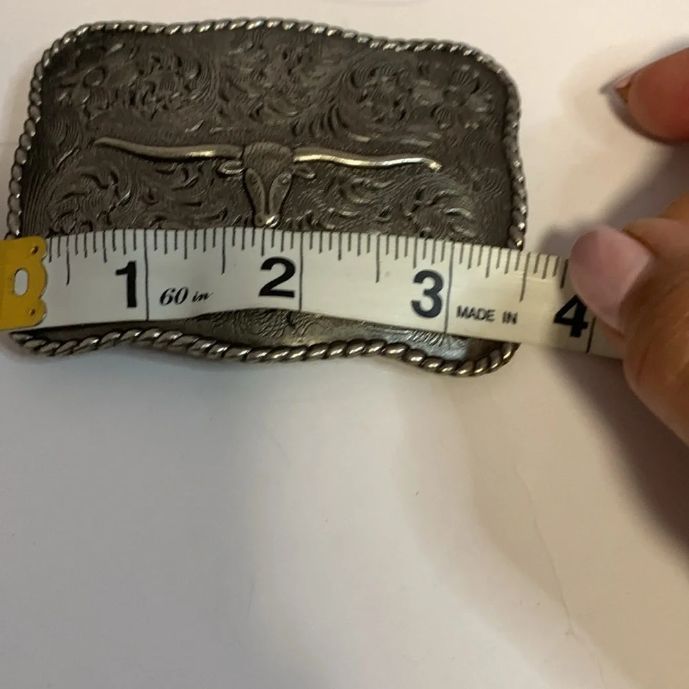 Nocona Silverstone Long Horn Steer’s Skull Belt Buckle..wth Roping around buckle